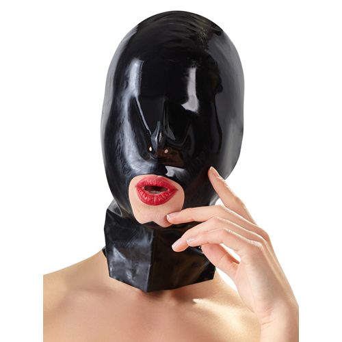 LateX – Latex Strakke Hoofd Masker Open Mond en Kleine Neusgaten Strak Ontwerp – Zwart