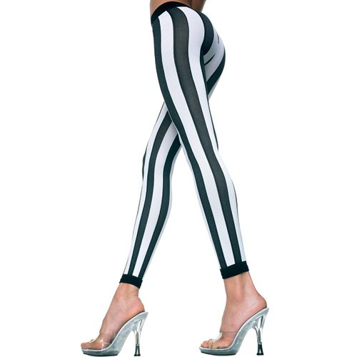 Image of Music Legs Gestreepte Leggings Zwart/Wit 