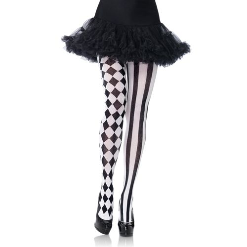 Image of Leg Avenue Panty met Harlekijn print zwart/wit