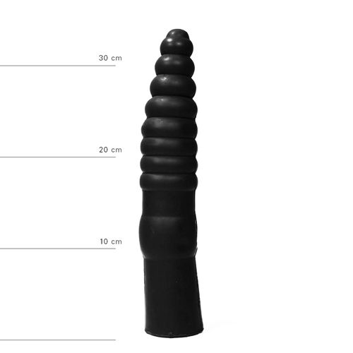 Image of All Black Geribbelde Dildo 34 cm