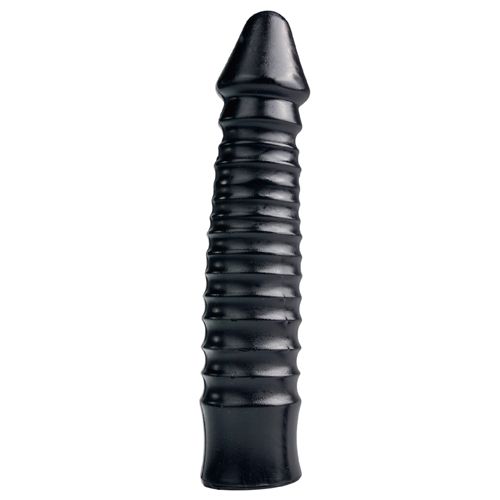 Image of All Black Grote Dildo Met Geribbelde Schacht Zwart