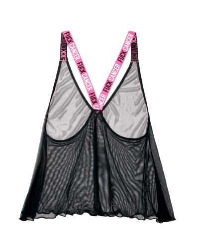 Vibes Transparante Tanktop Fuck Cancer