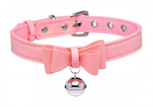 Image of Master Series Golden Kitty Collar Met Kattenbelletje Roze/Zilver