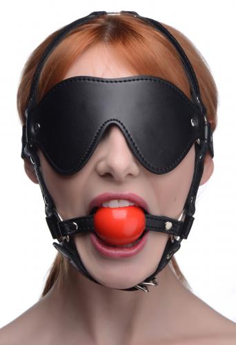 Image of Strict Kinky Verstelbaar Harnas Met blinddoek En Ballgag