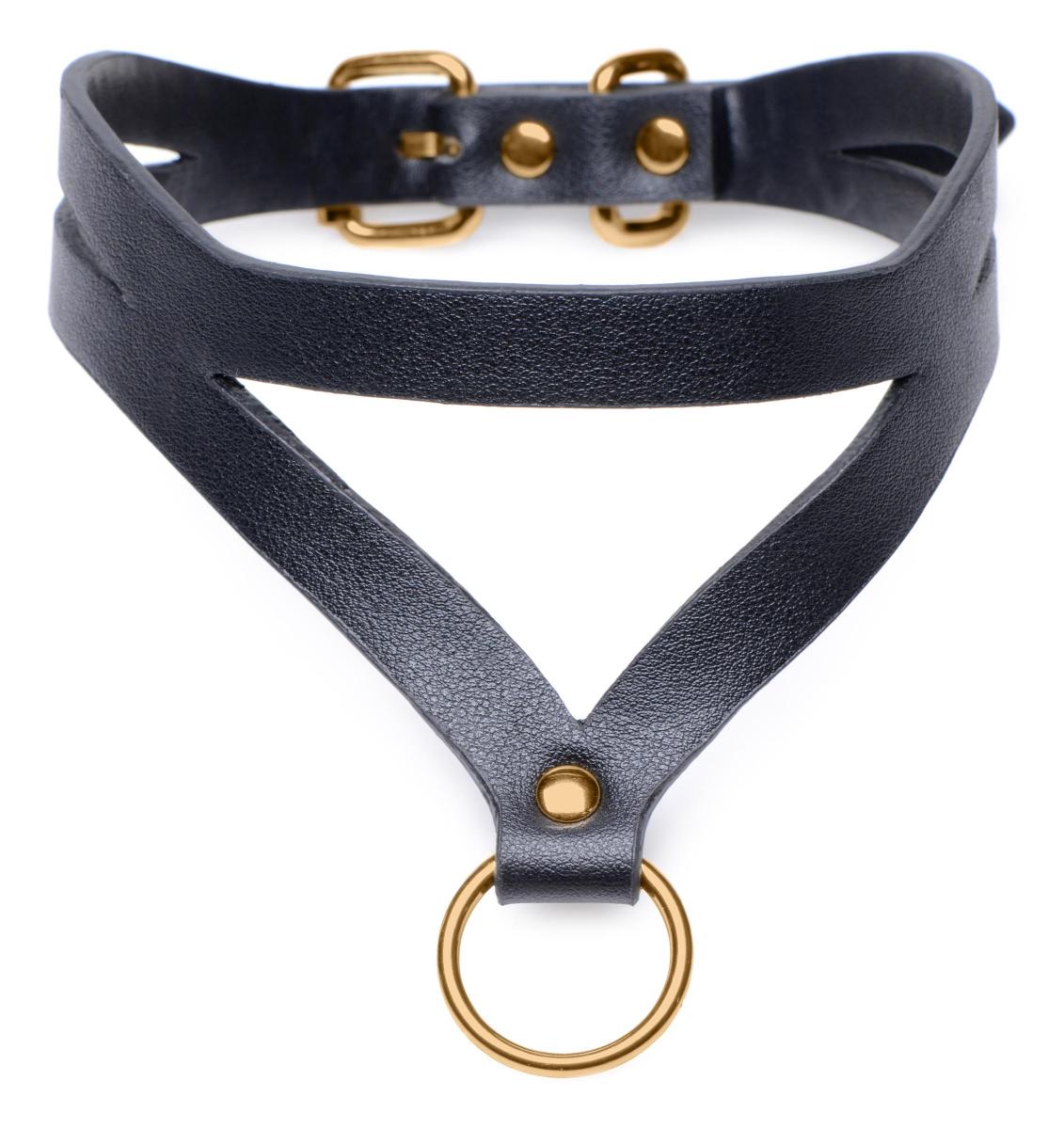 Image of Master Series Bondage Baddie Collar Met Oring Zwart/Goud 