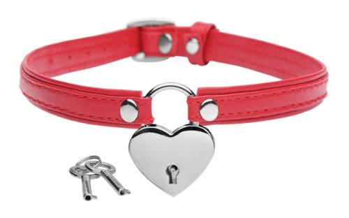 Master Series Heart Lock Collar Met Sleutels Rood