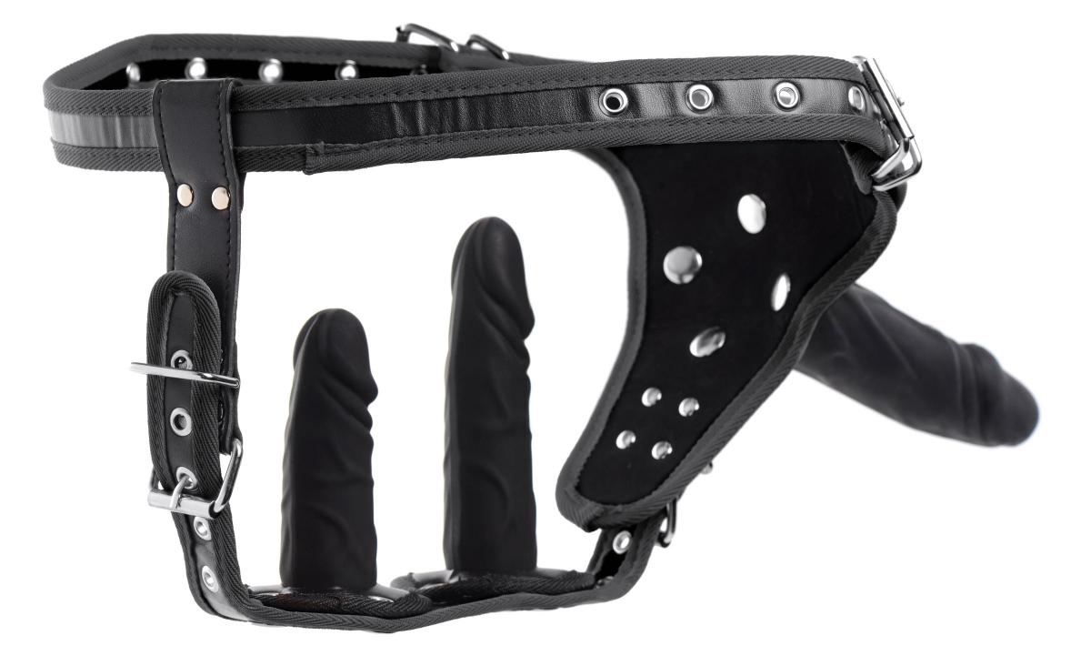Double Penetration Strap On Harnas - Zwart afbeelding
