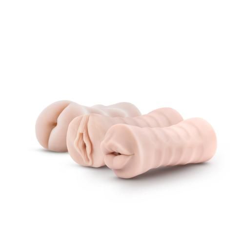 M for Men - Set Van 3 Masturbators Met Bullet Vibrator: Vagina, Anus, Mond afbeelding