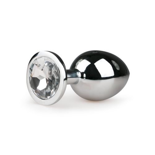 Image of Easytoys Anal Collection Metalen buttplug met transparante diamant zilverkleurig