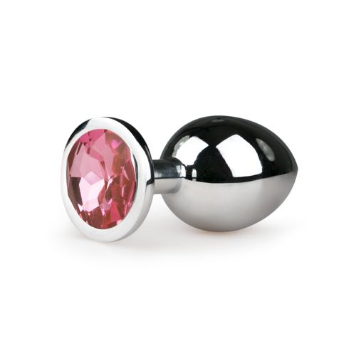 Easytoys Anal Collection Metalen buttplug met roze kristal zilverkleurig