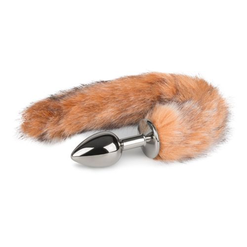 Easytoys Fetish Collection Kleine zilverkleurige buttplug met lichtbruine vossenstaart