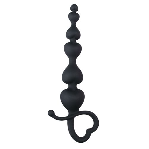 Image of Easytoys Anal Collection Zwarte anaal kralen met hartvormige greep