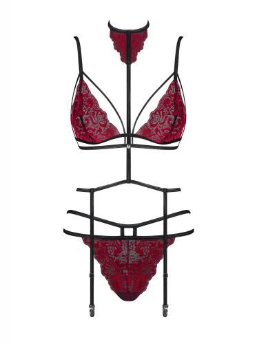 Sugestina 3-delige Jarretelset - Zwart/Rood afbeelding