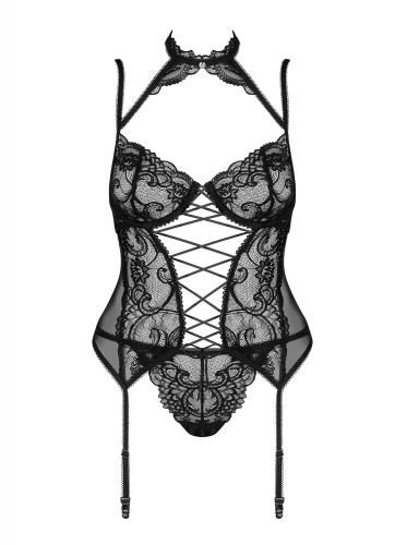 Elizenes Jarretel Korset Met Sexy String - Zwart afbeelding