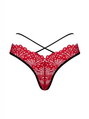 Image of Obsessive Mettia Sexy Kanten String Zwart/Rood