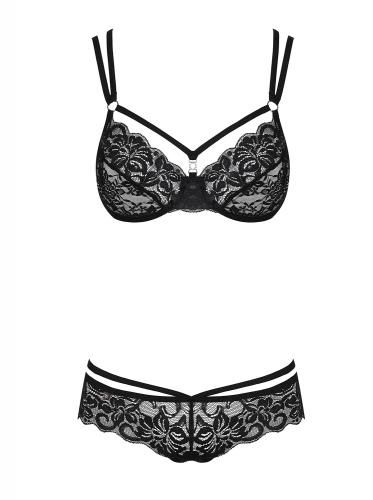 2-Delige Kanten BH Set - Zwart - S/M afbeelding