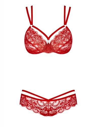 2-Delige Kanten BH Set - Rood - S/M