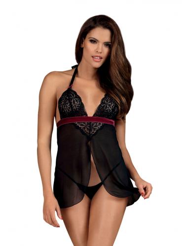 Rossita Babydoll Met Sexy String - Zwart - L/XL afbeelding