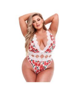 Baci - White Floral & Lace Stringbody - Curvy