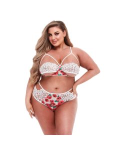 Baci - White Floral & Lace High Waist BH-set - Curvy